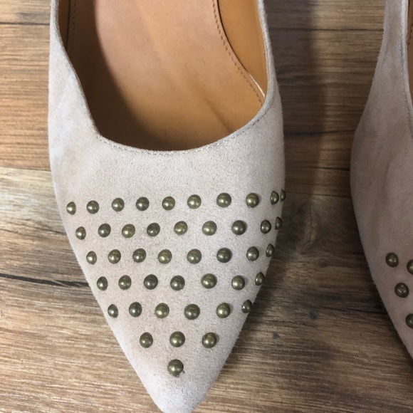 J. Crew beige studded suede pointy toe heels size 9.5 - Picture 3 of 11